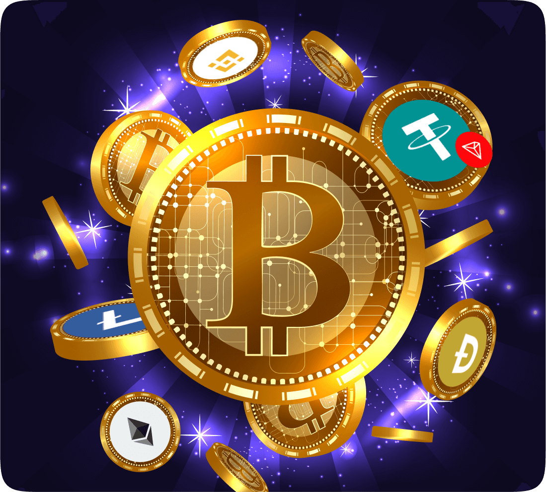 Phone with crypto icons